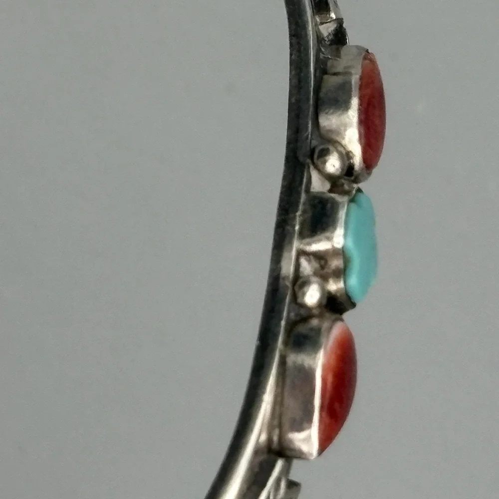 Native American Sterling Silver Cuff Bracelet Albert Jake Turquoise Spiny Oyster